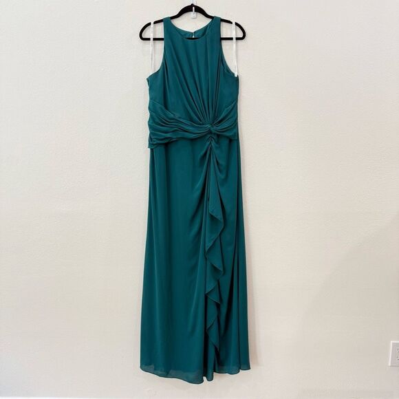 David's Bridal Women's Size 14 Gem Blue High Neck Front Twist Bridesmaid Dress - Picture 1 of 11
